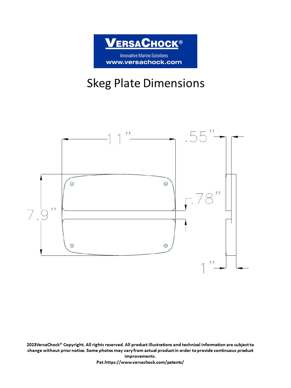 SKEG PLATE-LARGE WITH GROOVE