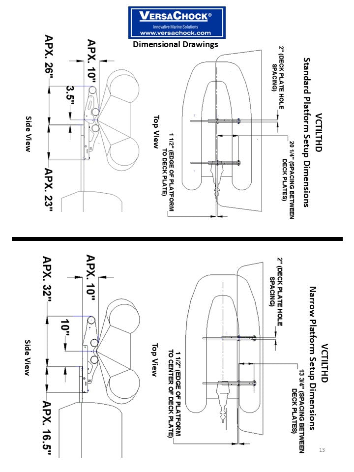 HD TILTING DAVIT CHOCKS-NARROW SWIM PLATFORM