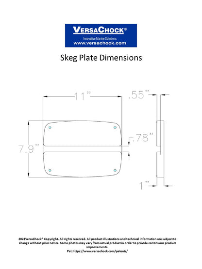 SKEG PLATE-LARGE WITH GROOVE